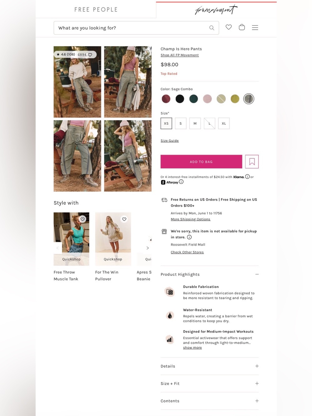 Free People Movement Champ Is Here Pant - Picture 2 of 4